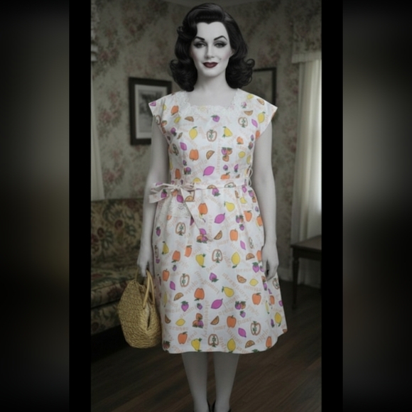 Vintage 50s 60s Swirl Wrap Dress M - Picture 1 of 15